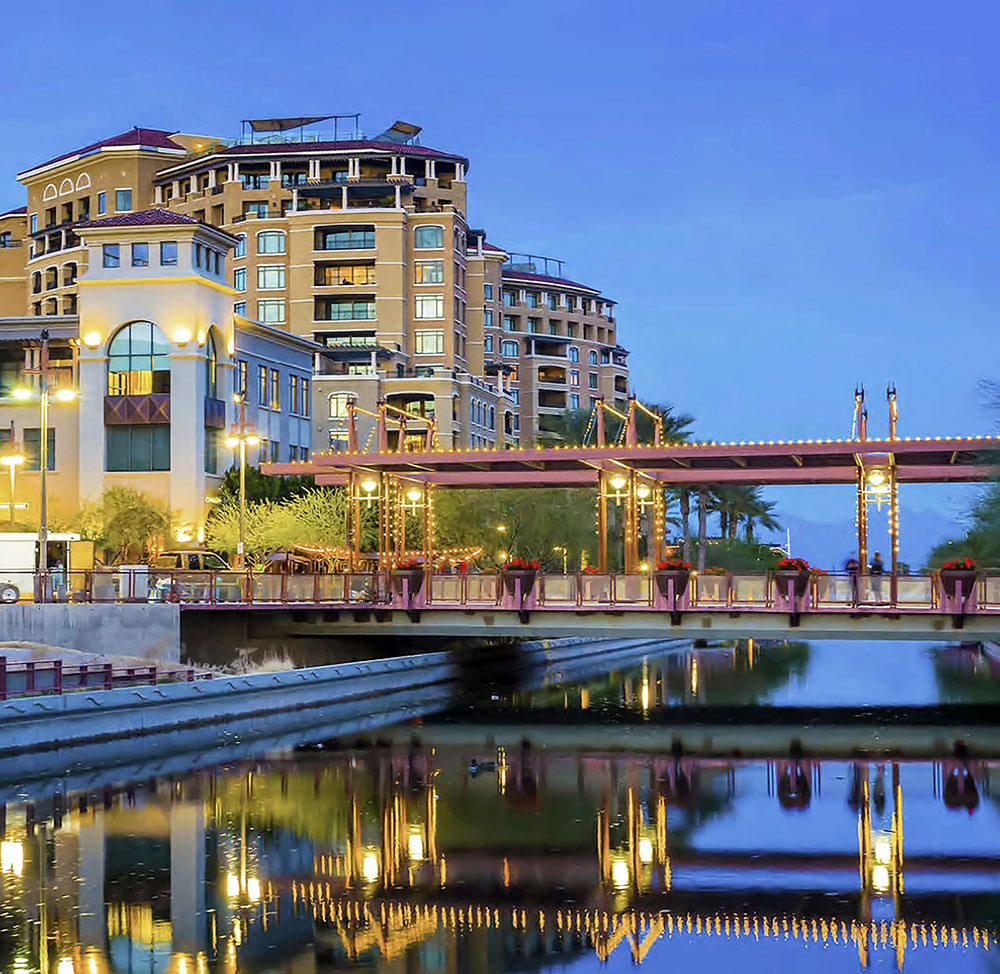 The Marshall Way Bridge spans the Arizona Canal.