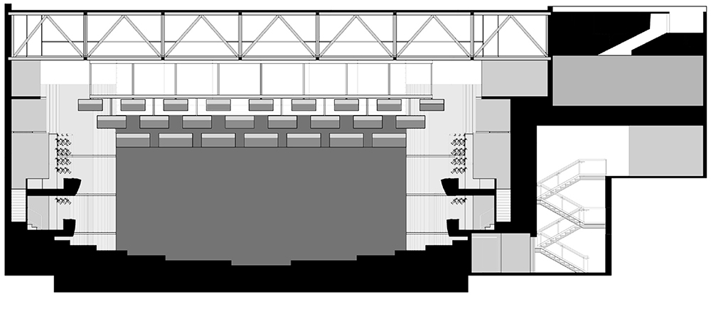 North/South section through theater